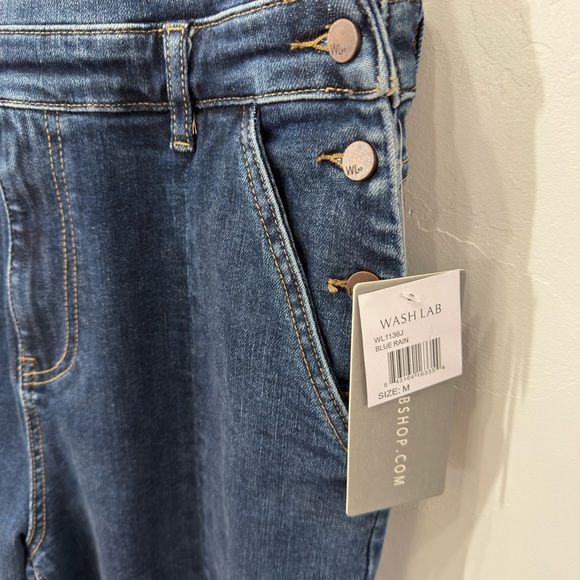 🆕 Wash Lab Blue Rain Denim Wide Leg Open Back Overalls, New with Tags, Medium - Picture 4 of 8